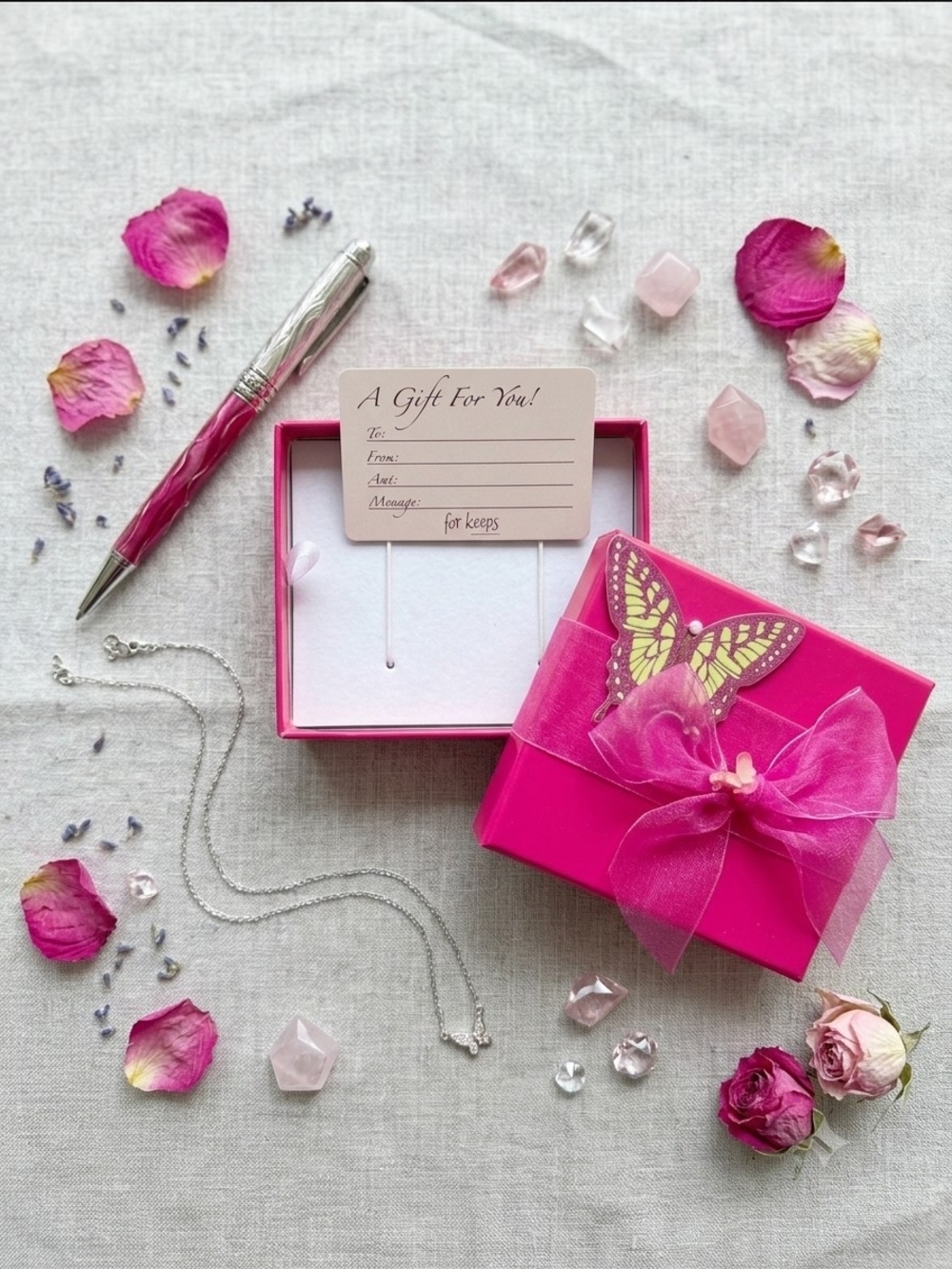 Delicate Pink Jewelry /Gift card Gift Box